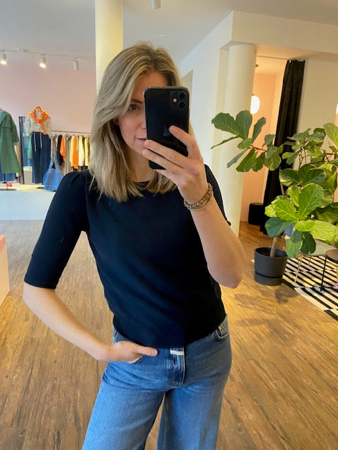 NO MAN'S LAND KATOENEN TOP POFMOUW DARK SAPPHIRE/DONKERBLAUW