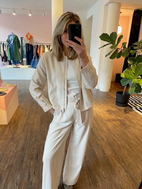 NO MAN'S LAND VISCOSE BROEK MET STRIK ECRU - S. LABELS