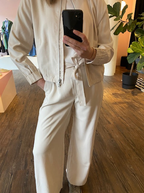 NO MAN'S LAND VISCOSE BROEK MET STRIK ECRU