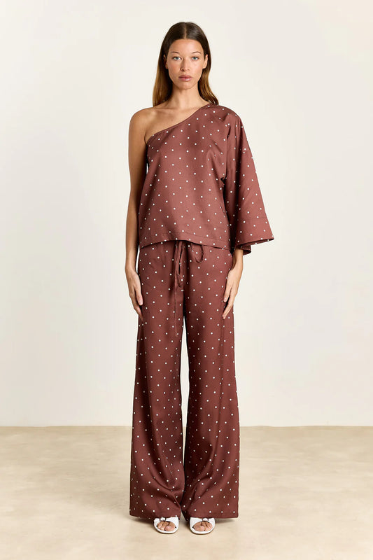 STUDIO CLIQUE PEARL WIDE TROUSERS POLKA DOT BROWN