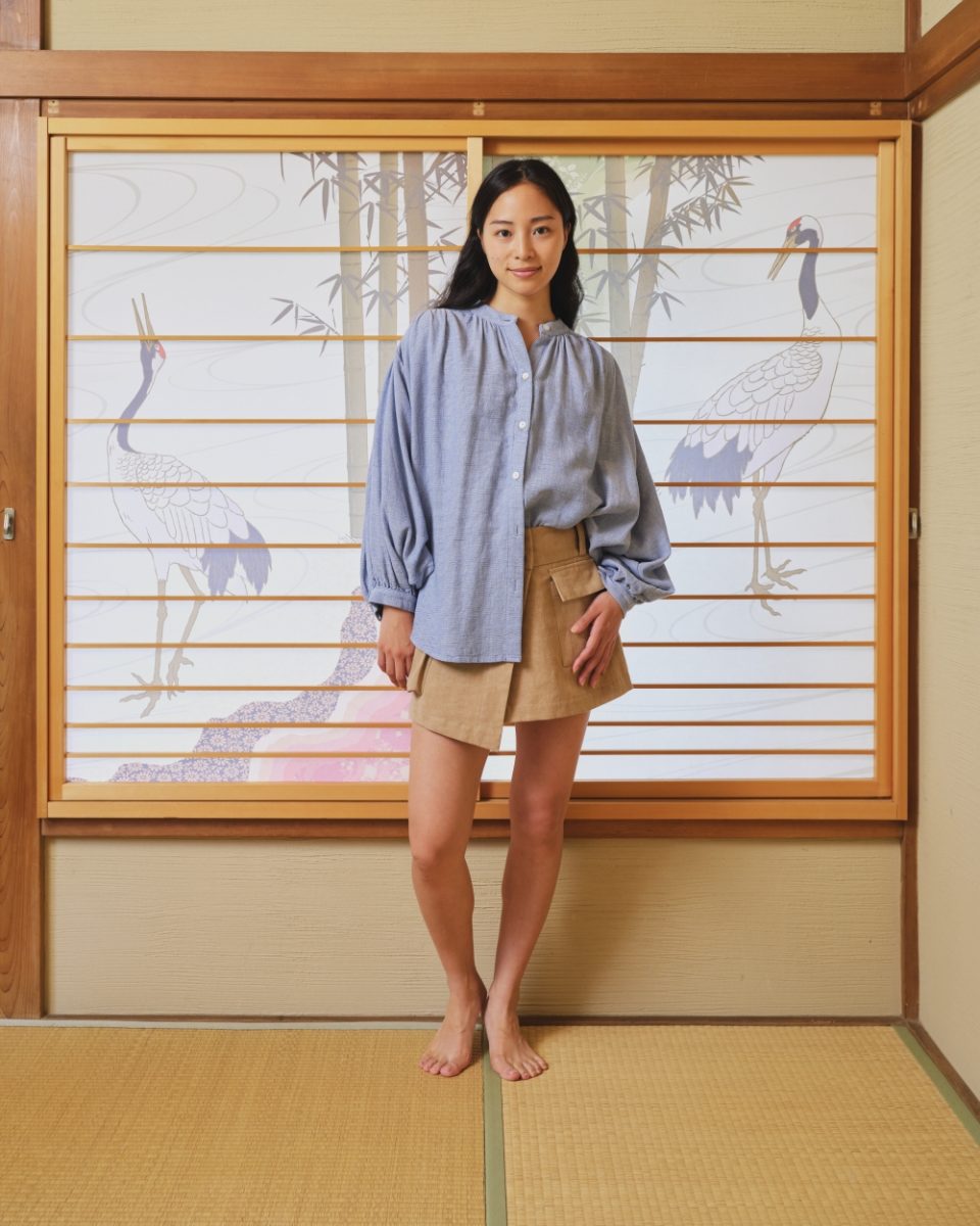 SEA ME HAPPY BALLOON BLOUSE STRUCTURE DENIM JEANS BLUE