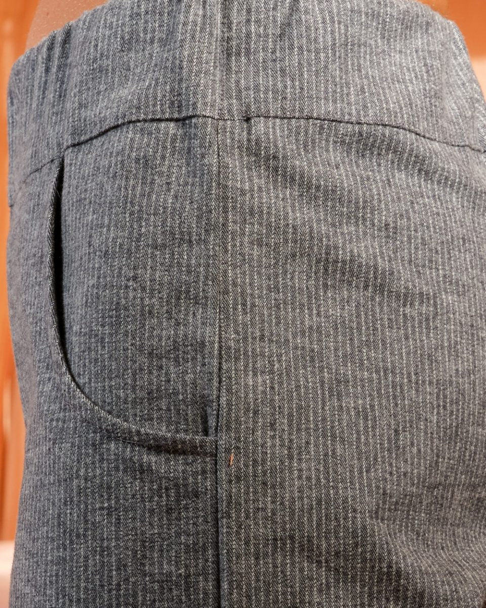 SEA ME HAPPY WOODY PANTS FLANEL GREY STRIPED