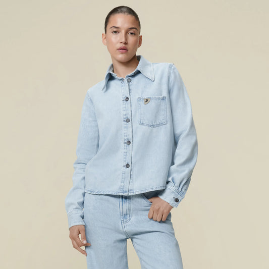 LOIS ISA BLUE DENIM SHIRT SNOW BLEACHED - S. LABELS