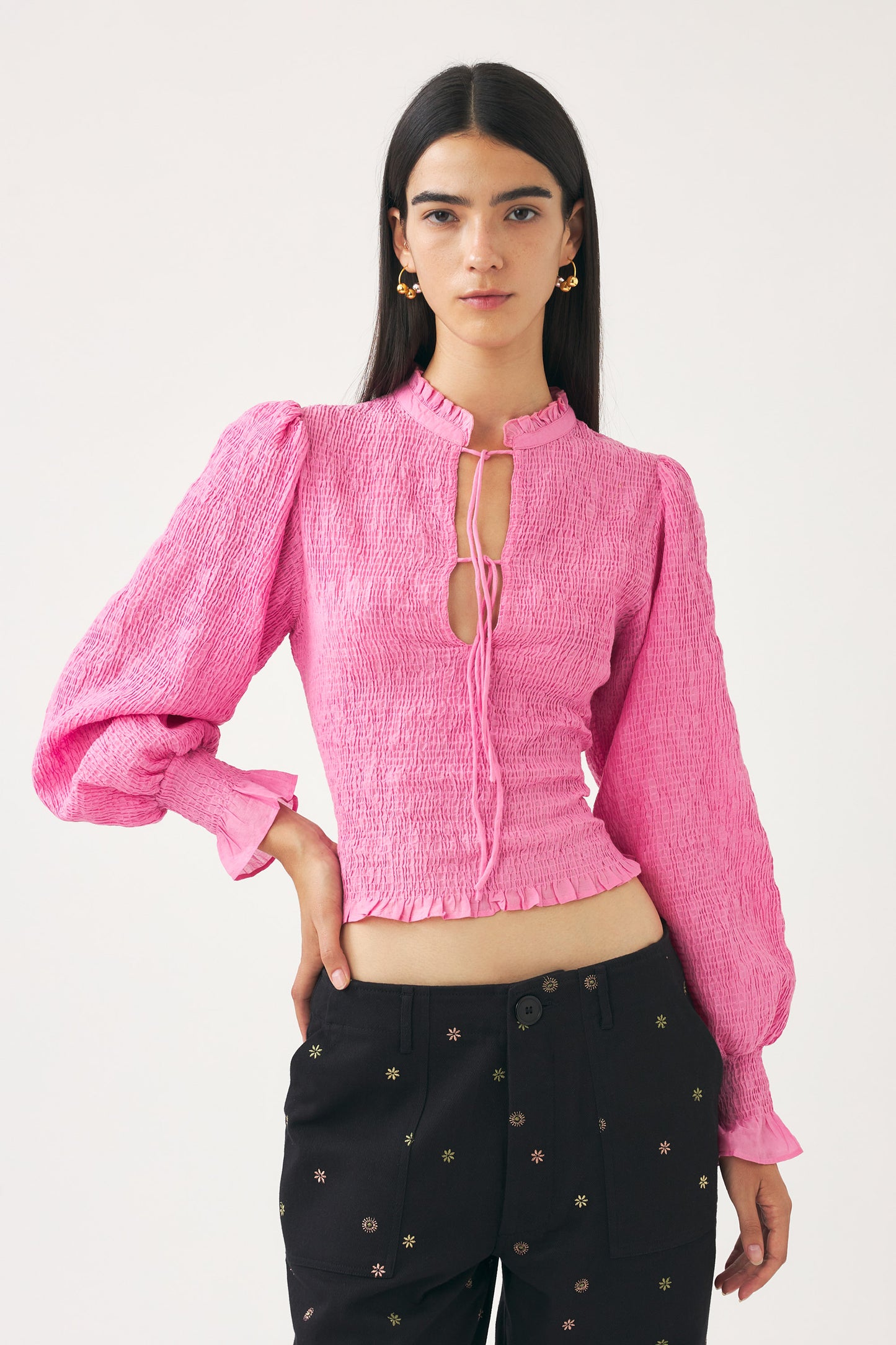 ANTIK BATIK ANNA SMOCK BLOUSE PINK