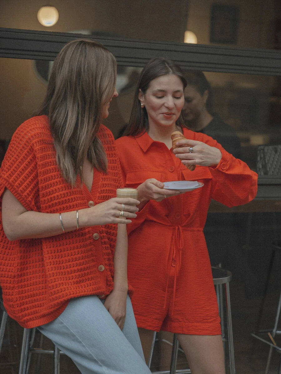 LES SOEURS GEHAAKT VEST JACK RED