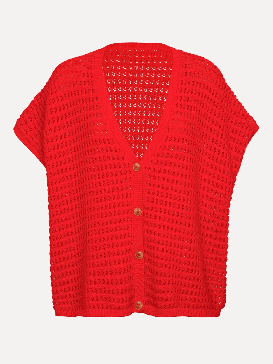 LES SOEURS GEHAAKT VEST JACK RED