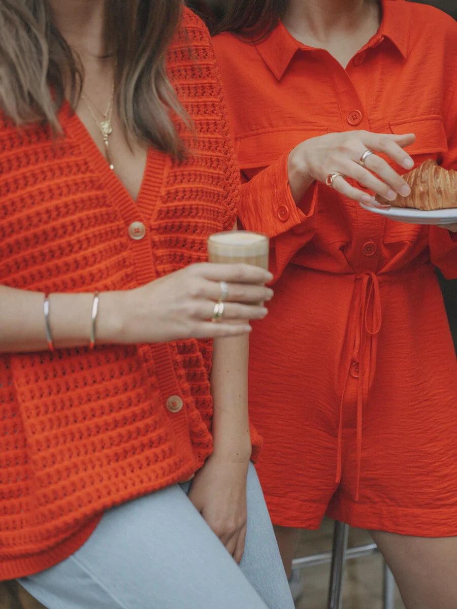LES SOEURS GEHAAKT VEST JACK RED