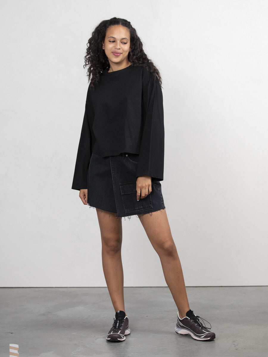 LES SOEURS LANGE MOUW TEE ALINE BLACK - S. LABELS