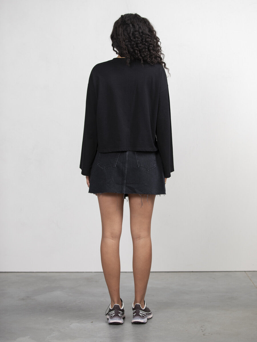 LES SOEURS LANGE MOUW TEE ALINE BLACK - S. LABELS