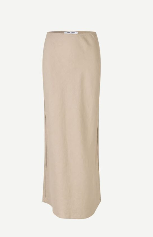 SAMSOE SAAGNETA LONG LINNEN SKIRT WHITE PEPPER - S. LABELS