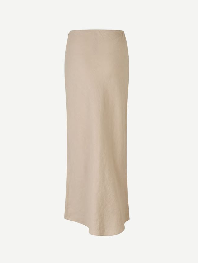 SAMSOE SAAGNETA LONG LINNEN SKIRT WHITE PEPPER - S. LABELS