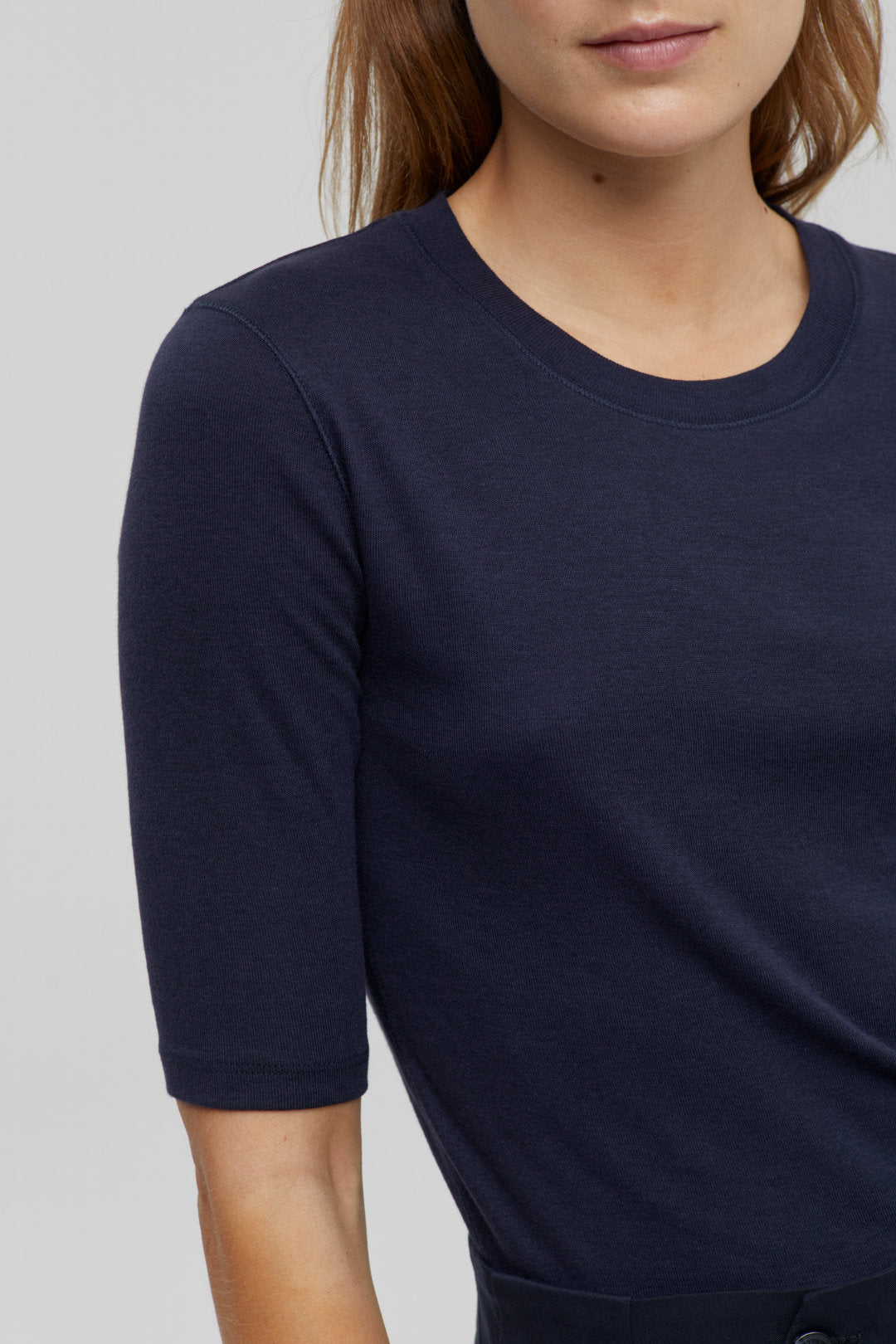 CLOSED RIB JERSEY BASIC TEE DARK BLUE - S. LABELS