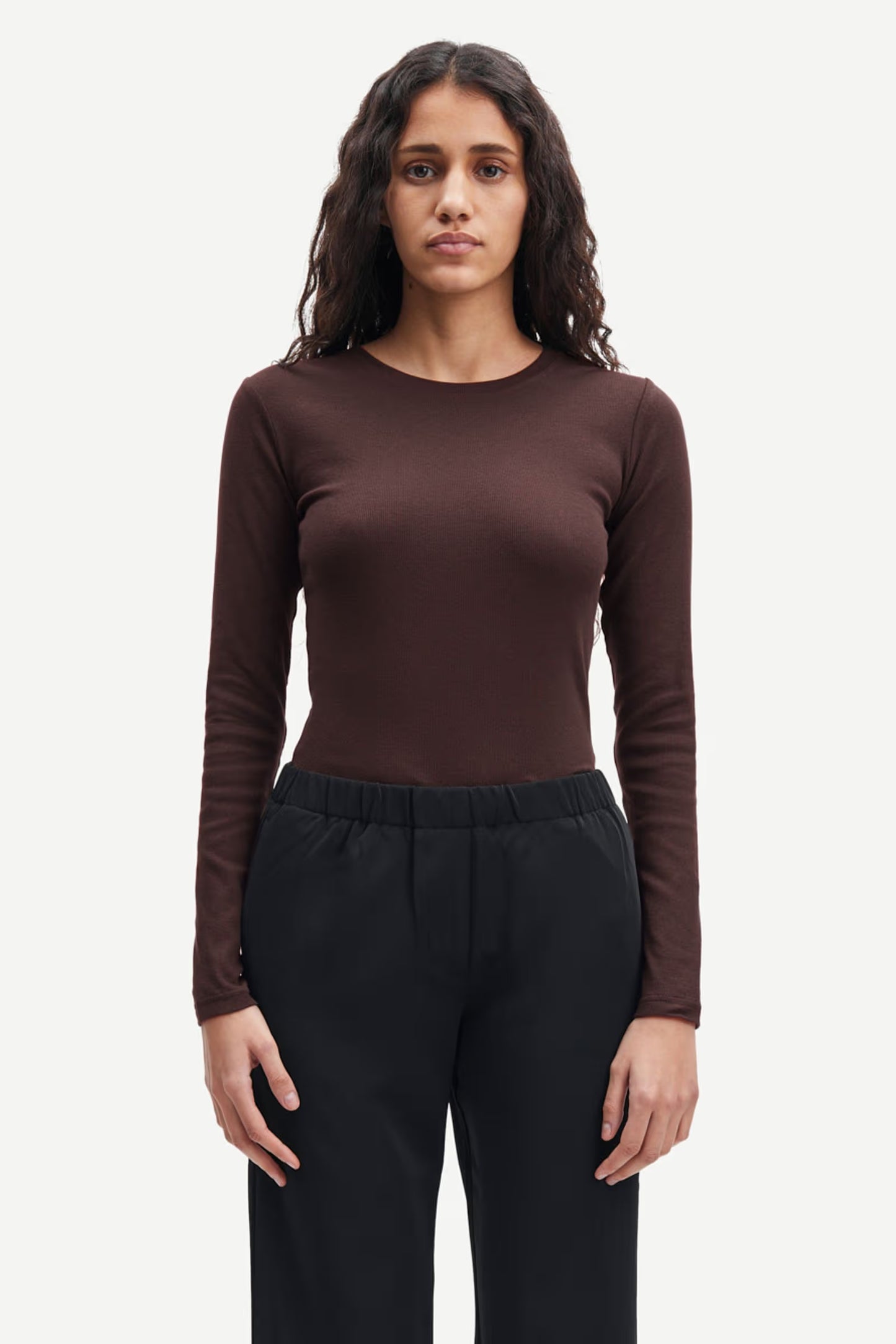 SAMSOE ALEXA LONG SLEEVE TEE BROWN