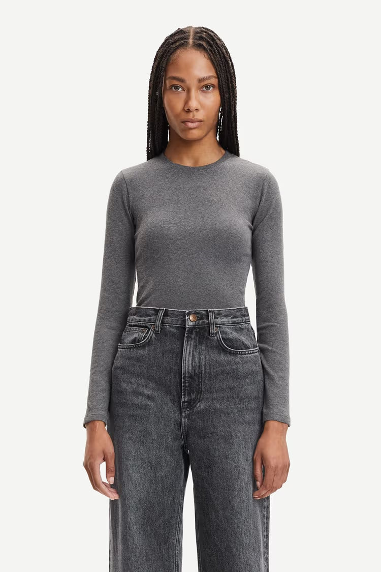 SAMSOE ALEXA LONG SLEEVE TEE GREY
