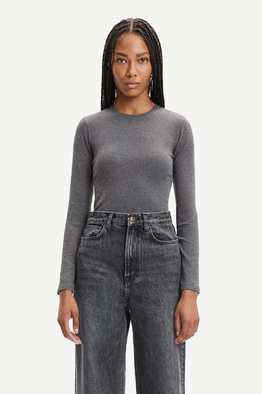 SAMSOE ALEXA LONG SLEEVE TEE GREY - S. LABELS
