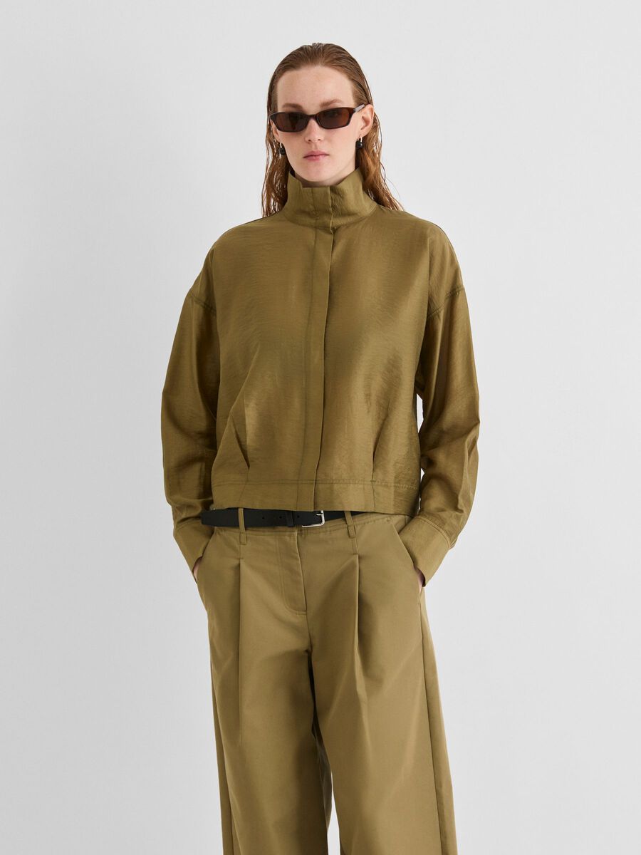 ROUGE EDIT HIGH NECK BLOUSE OLIVE