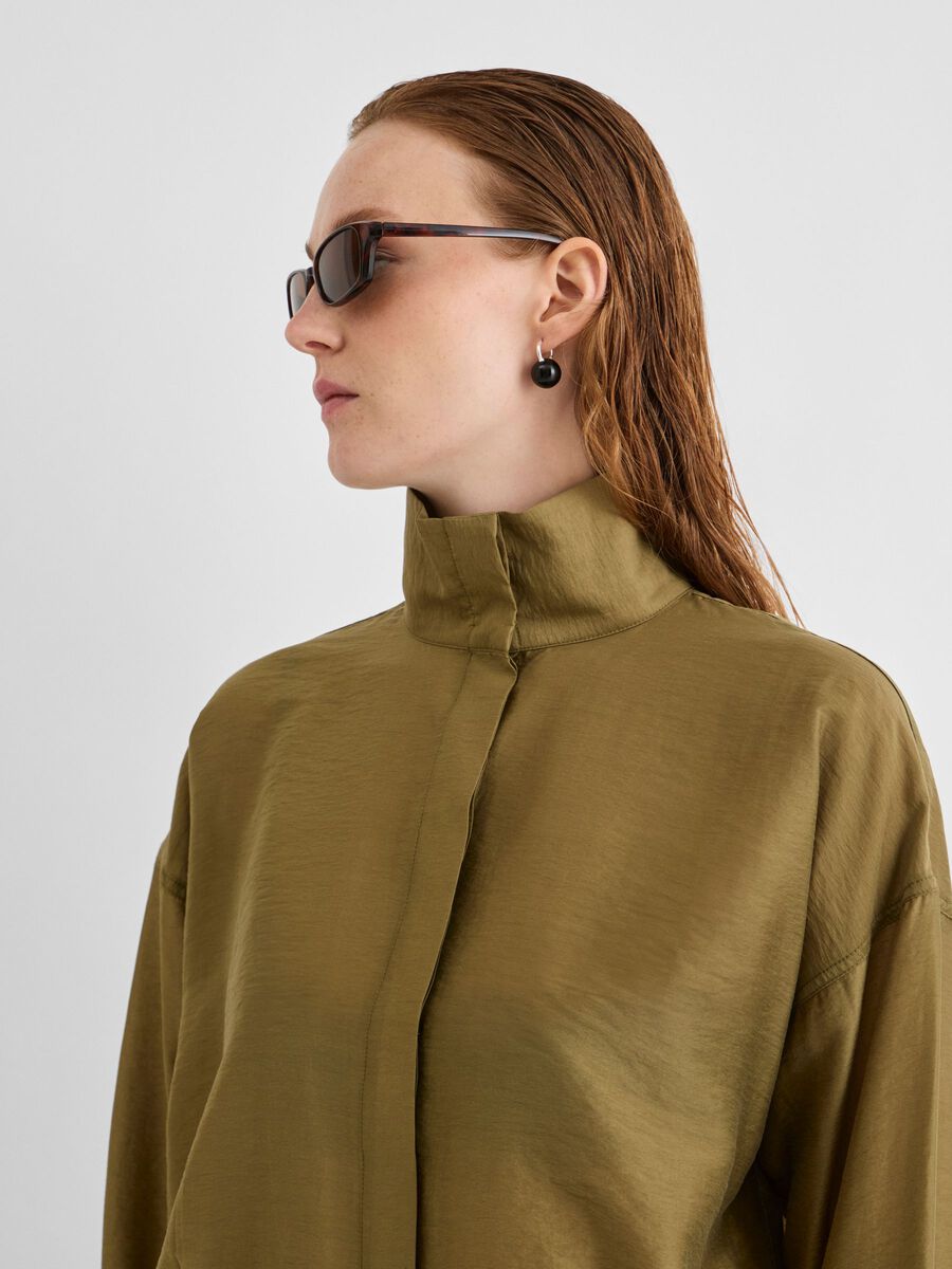 ROUGE EDIT HIGH NECK BLOUSE OLIVE