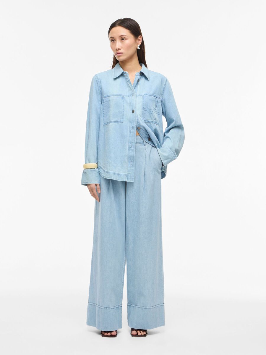 ROUGE EDIT MID WAIST TROUSERS LIGHT BLUE DENIM - S. LABELS