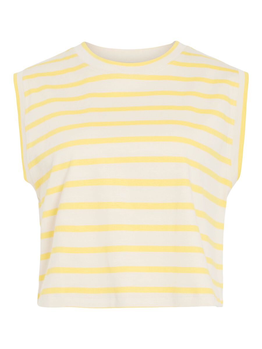 ROUGE EDIT GESTREEPTE MOUWLOZE TOP GEEL - S. LABELS