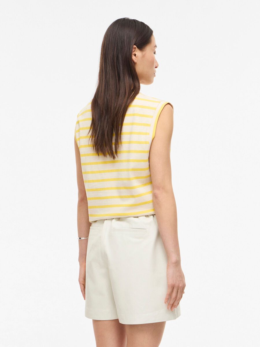ROUGE EDIT GESTREEPTE MOUWLOZE TOP GEEL - S. LABELS