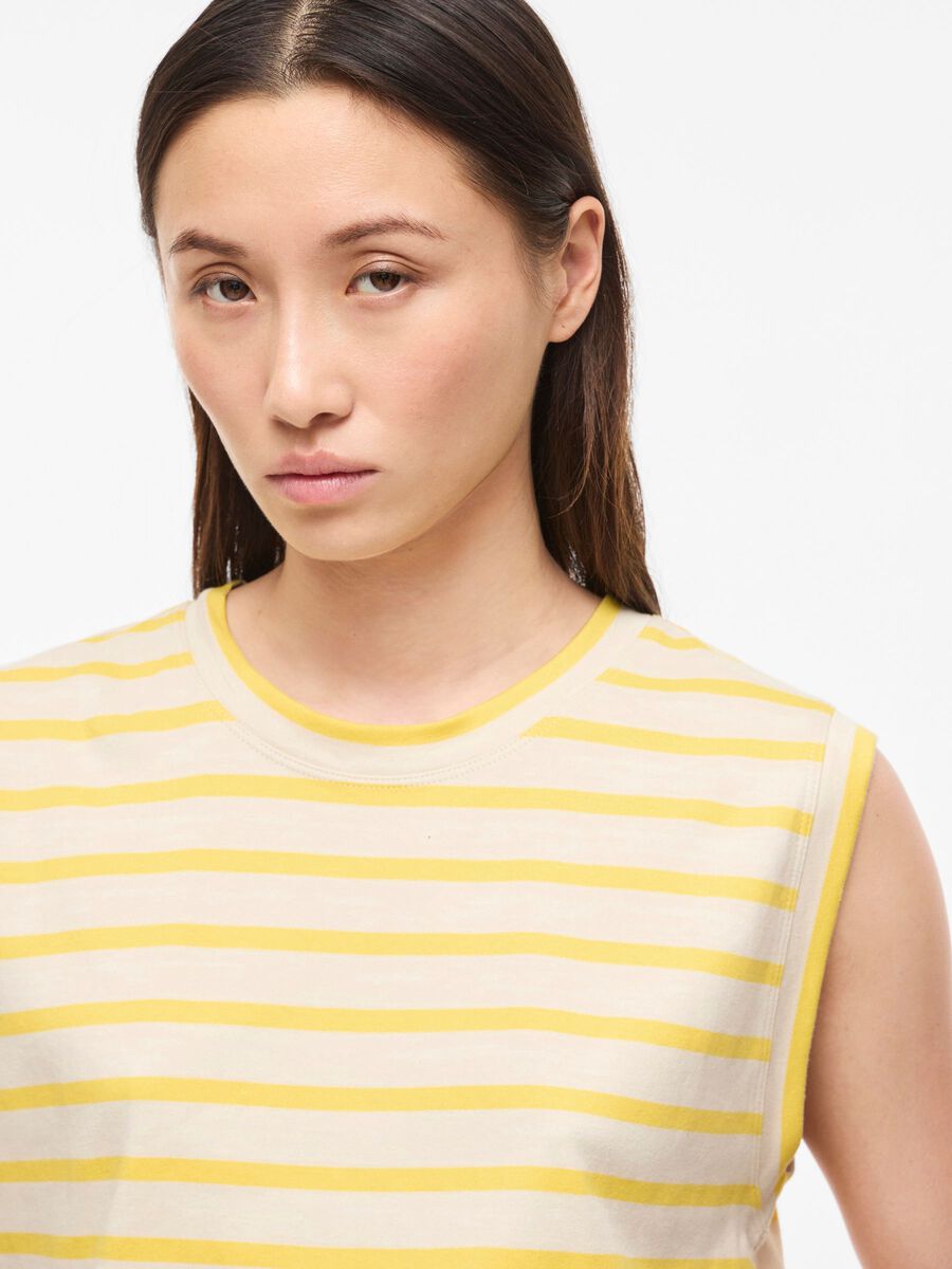 ROUGE EDIT GESTREEPTE MOUWLOZE TOP GEEL - S. LABELS
