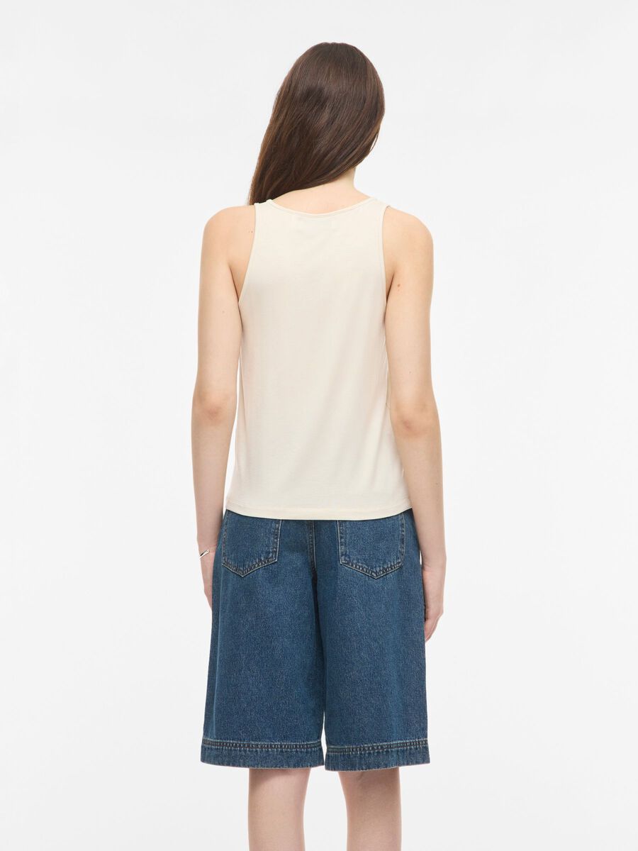 ROUGE EDIT ROUND NECK TANK TOP CREAM