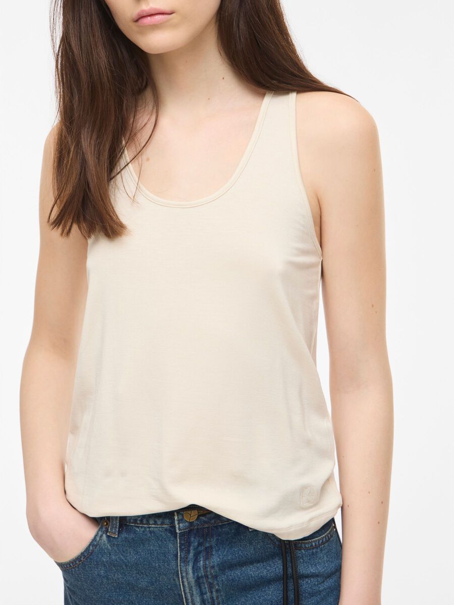 ROUGE EDIT ROUND NECK TANK TOP CREAM