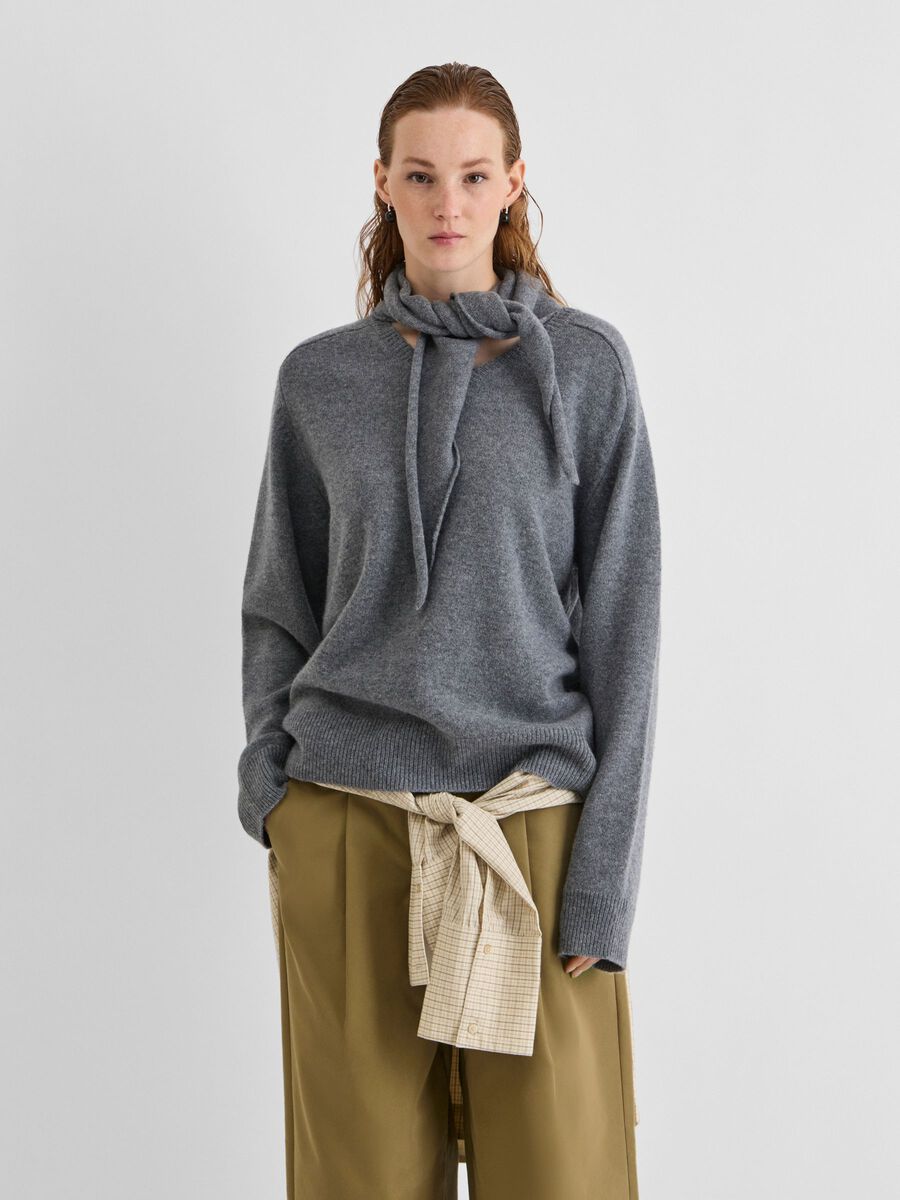 ROUGE EDIT SCARF KNITTED PULLOVER GREY