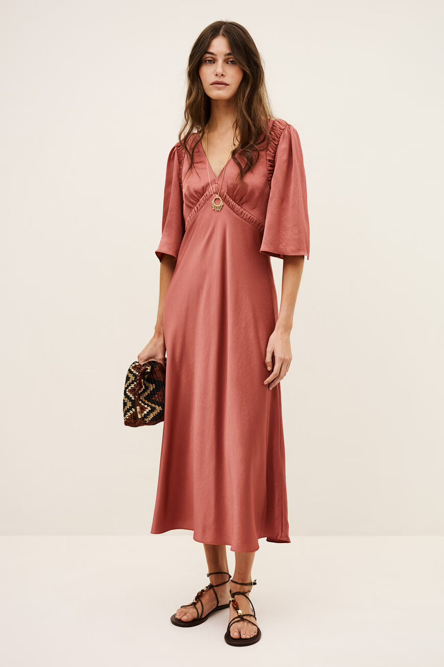 BA&SH MIDI JURK CHARLOTTE BLUSH - S. LABELS
