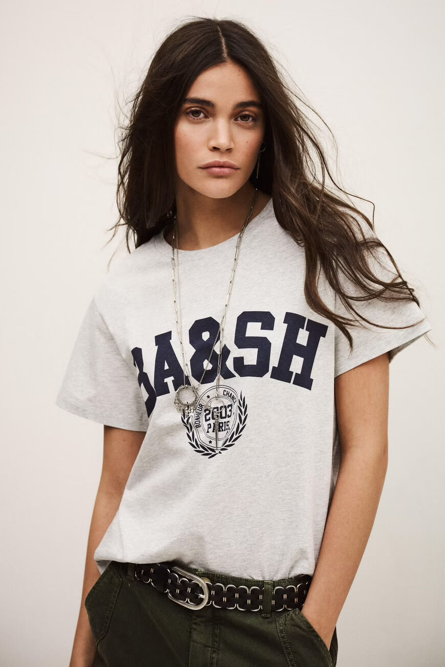 BA&SH IONI TEE LOGO GRIJS MELEE - S. LABELS