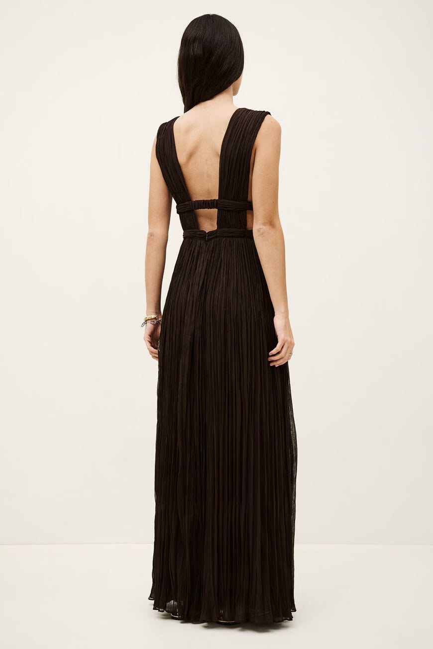 BA&SH TANIA MAXI JURK CHOCOLAT - S. LABELS
