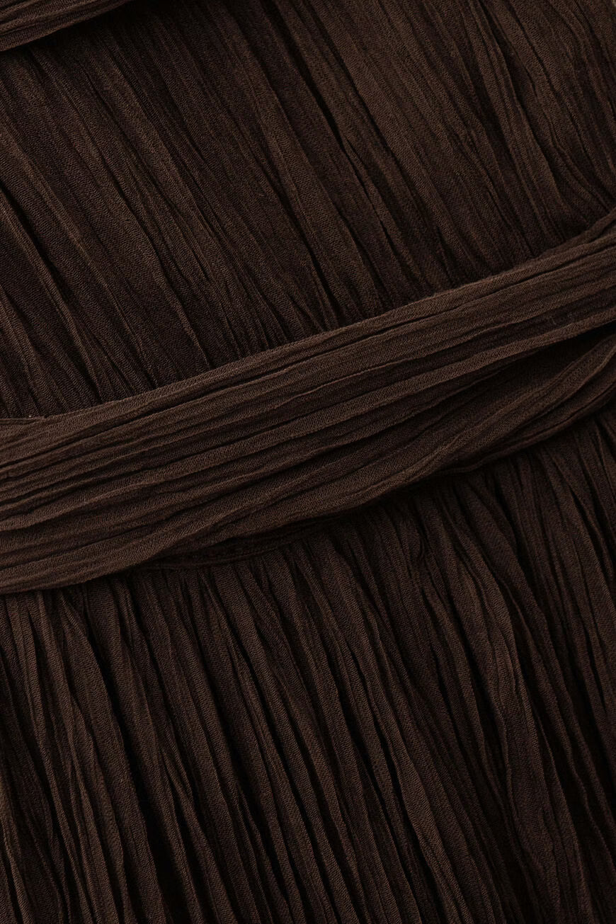 BA&SH TANIA MAXI JURK CHOCOLAT - S. LABELS