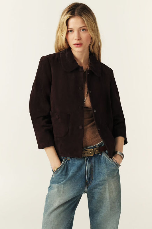 BA&SH SUEDE JACK MILAS CHOCOLAT