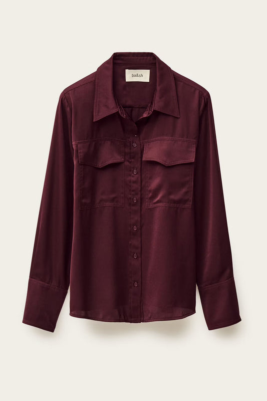 BA&SH FLOWING SHIRT CANOLI BORDEAUX