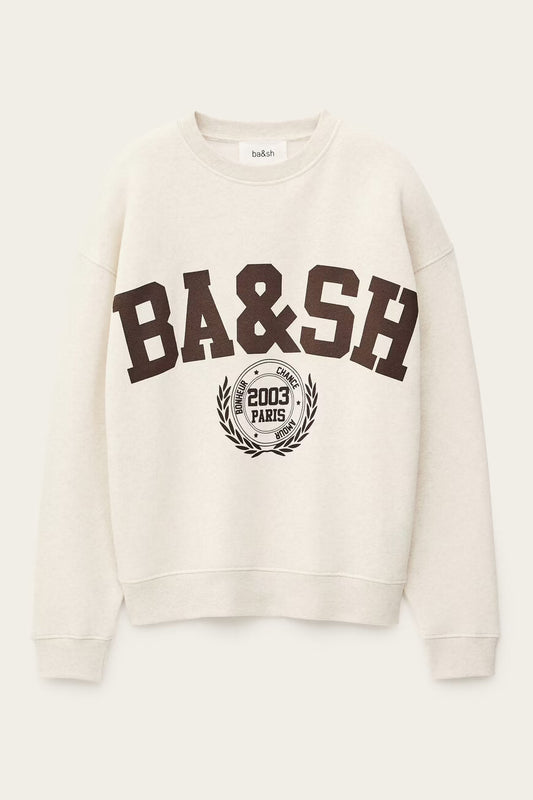 BA&SH FENJA SWEATER MET LOGO BEIGE
