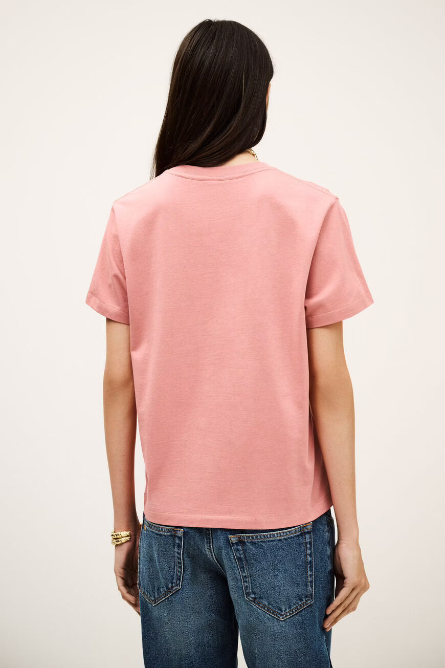 BA&SH IONI T-SHIRT LOGO ROSE