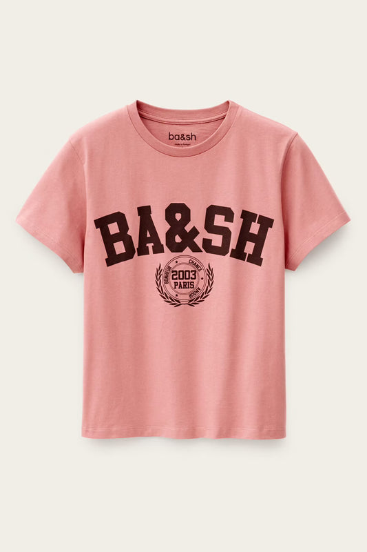 BA&SH IONI T-SHIRT LOGO ROSE