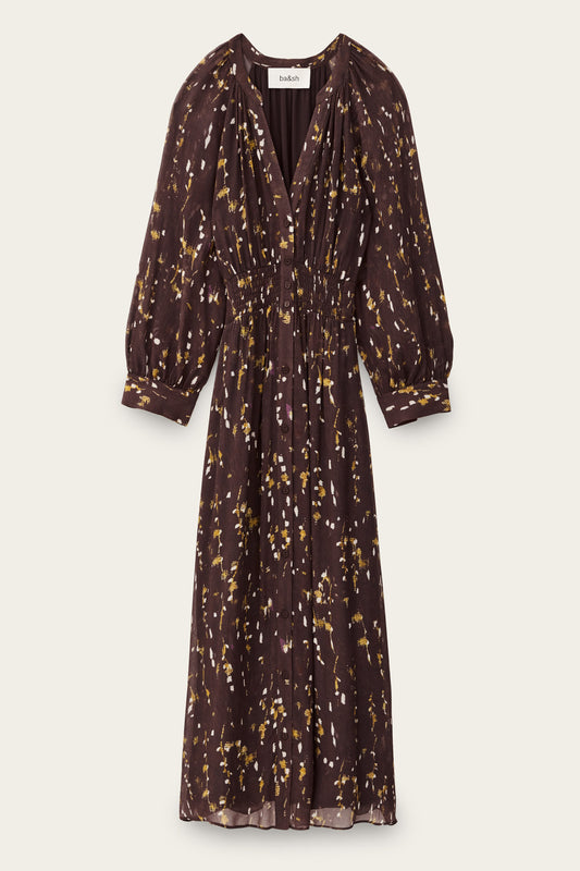 BA&SH MIDI DRESS KARLA BROWN