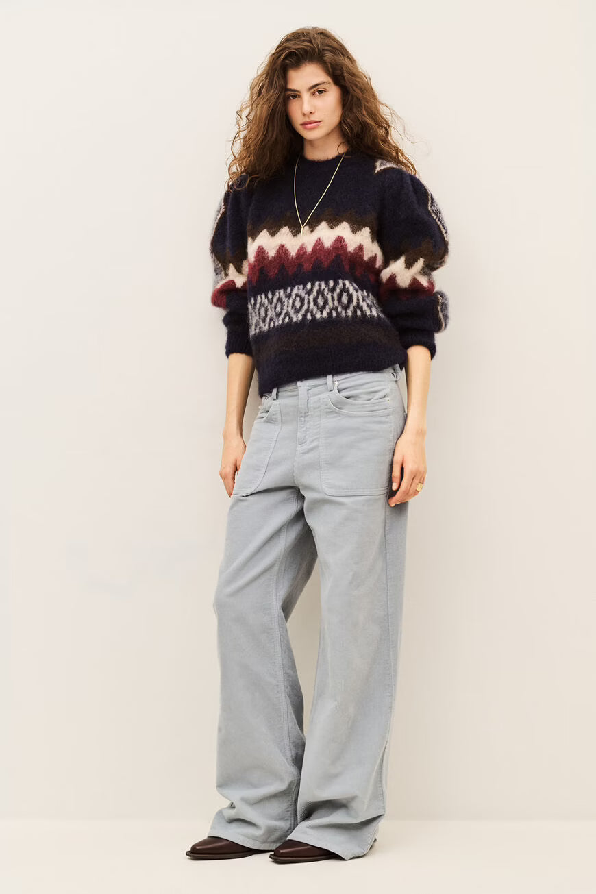 BA&SH FLOYD PULLOVER DONKERBLAUW PRINT