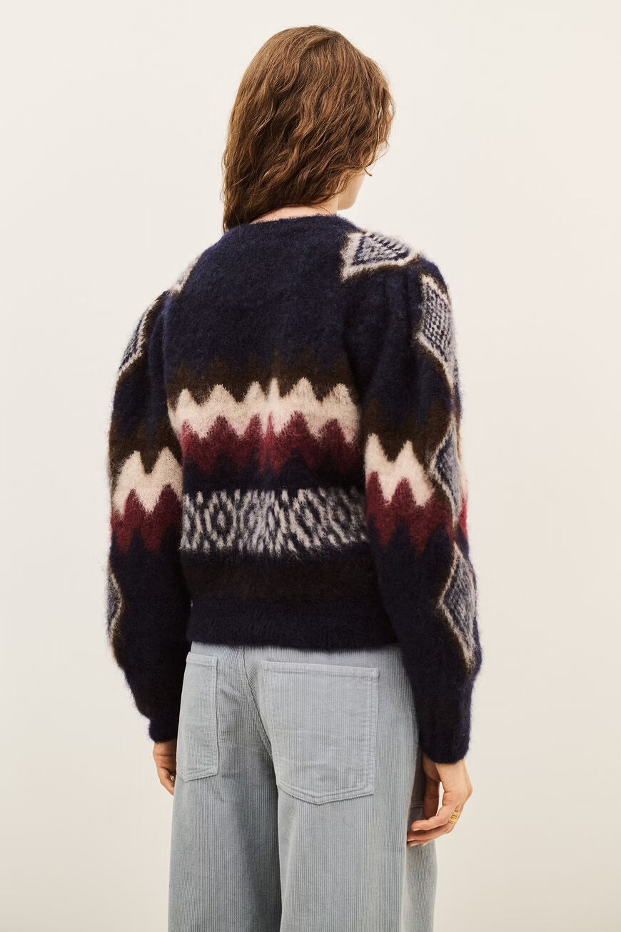 BA&SH FLOYD PULLOVER DONKERBLAUW PRINT