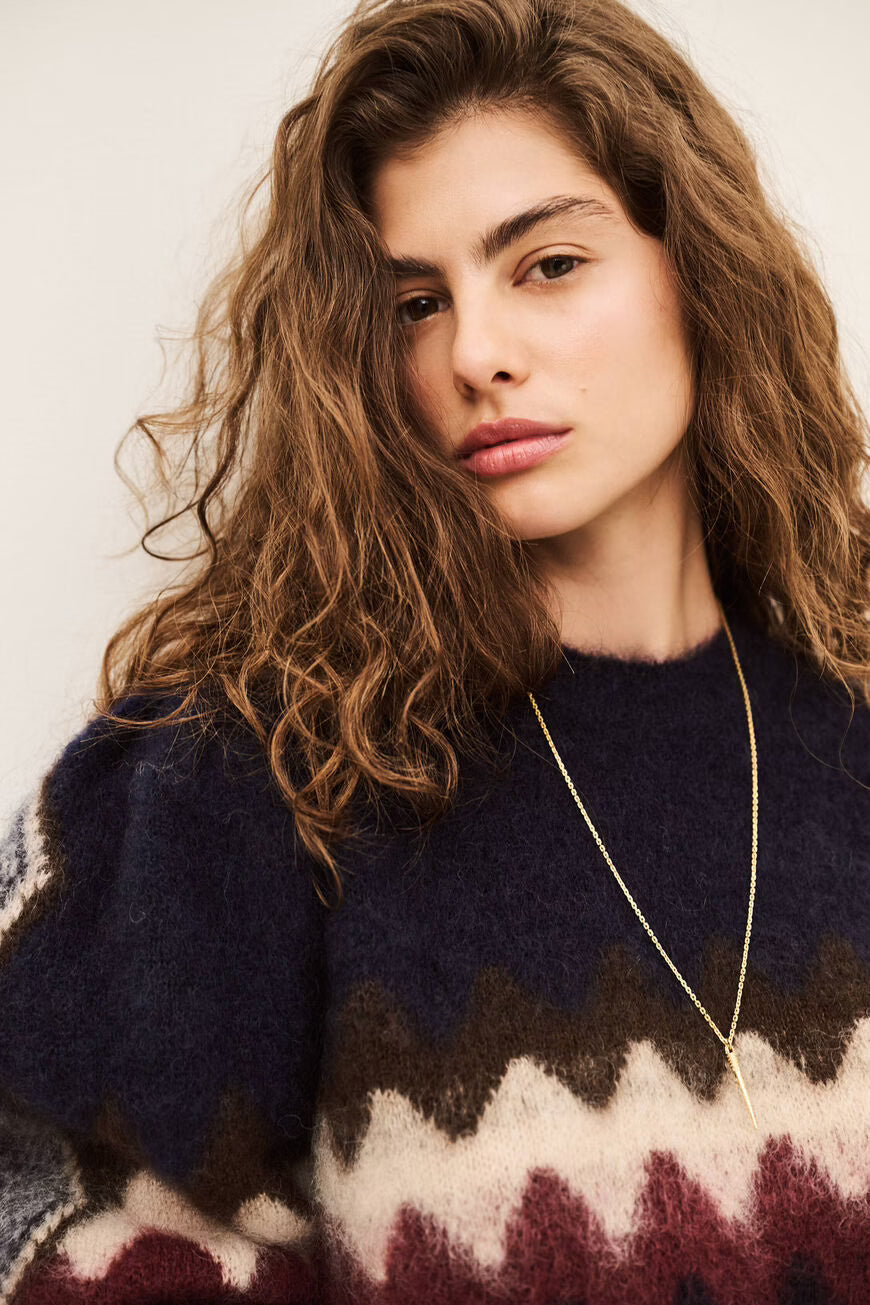 BA&SH FLOYD PULLOVER DONKERBLAUW PRINT