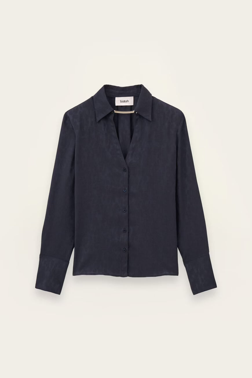 BA&SH BLOUSE HETSEY DONKERBLAUW
