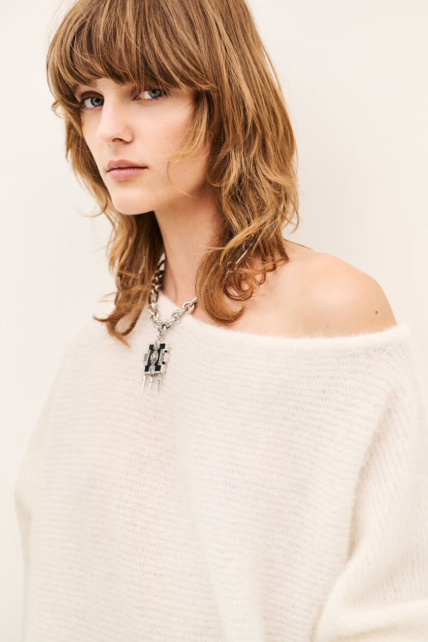 BA&SH SUELA OFF-SHOULDER KNIT ECRU