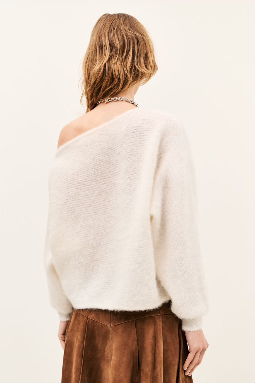 BA&SH SUELA OFF-SHOULDER KNIT ECRU