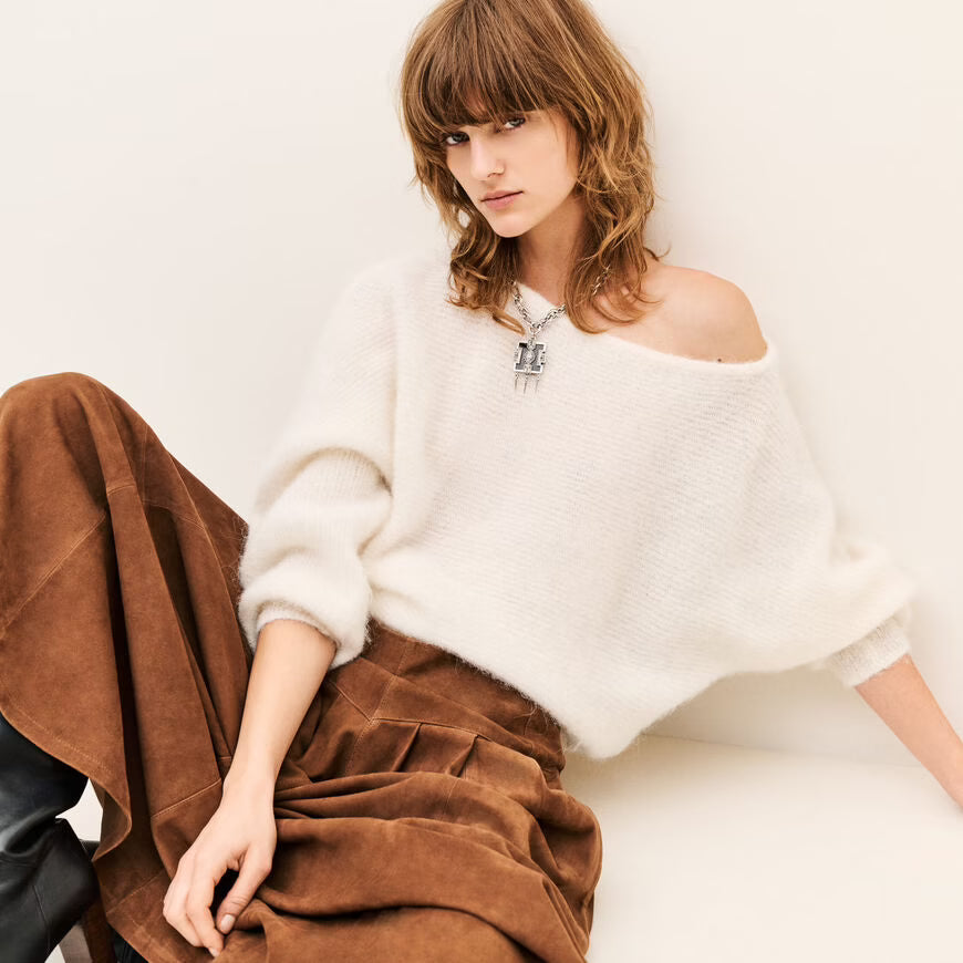 BA&SH SUELA OFF-SHOULDER KNIT ECRU