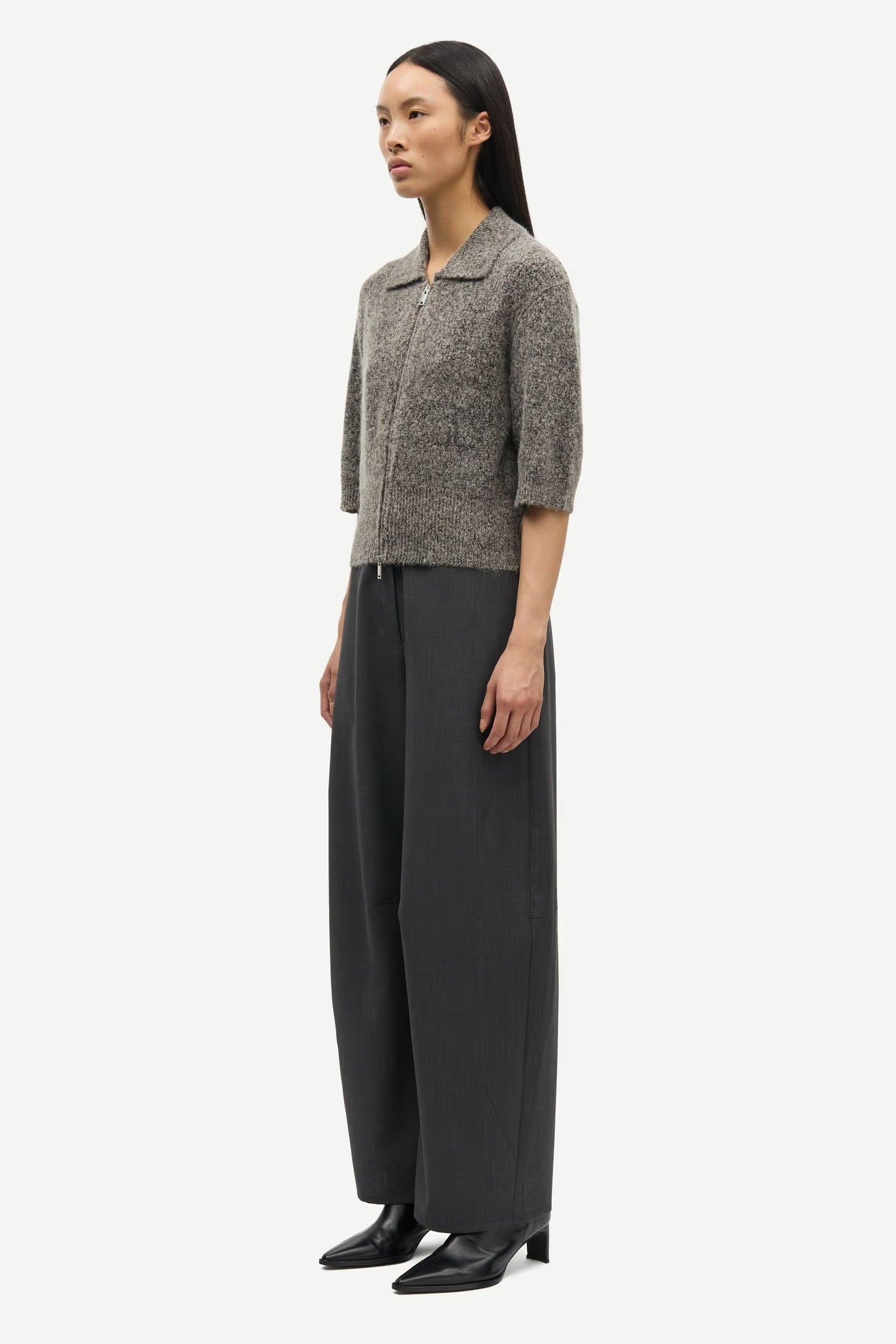 SAMSOE SAROKO TROUSERS DARK GREY MELEE - S. LABELS