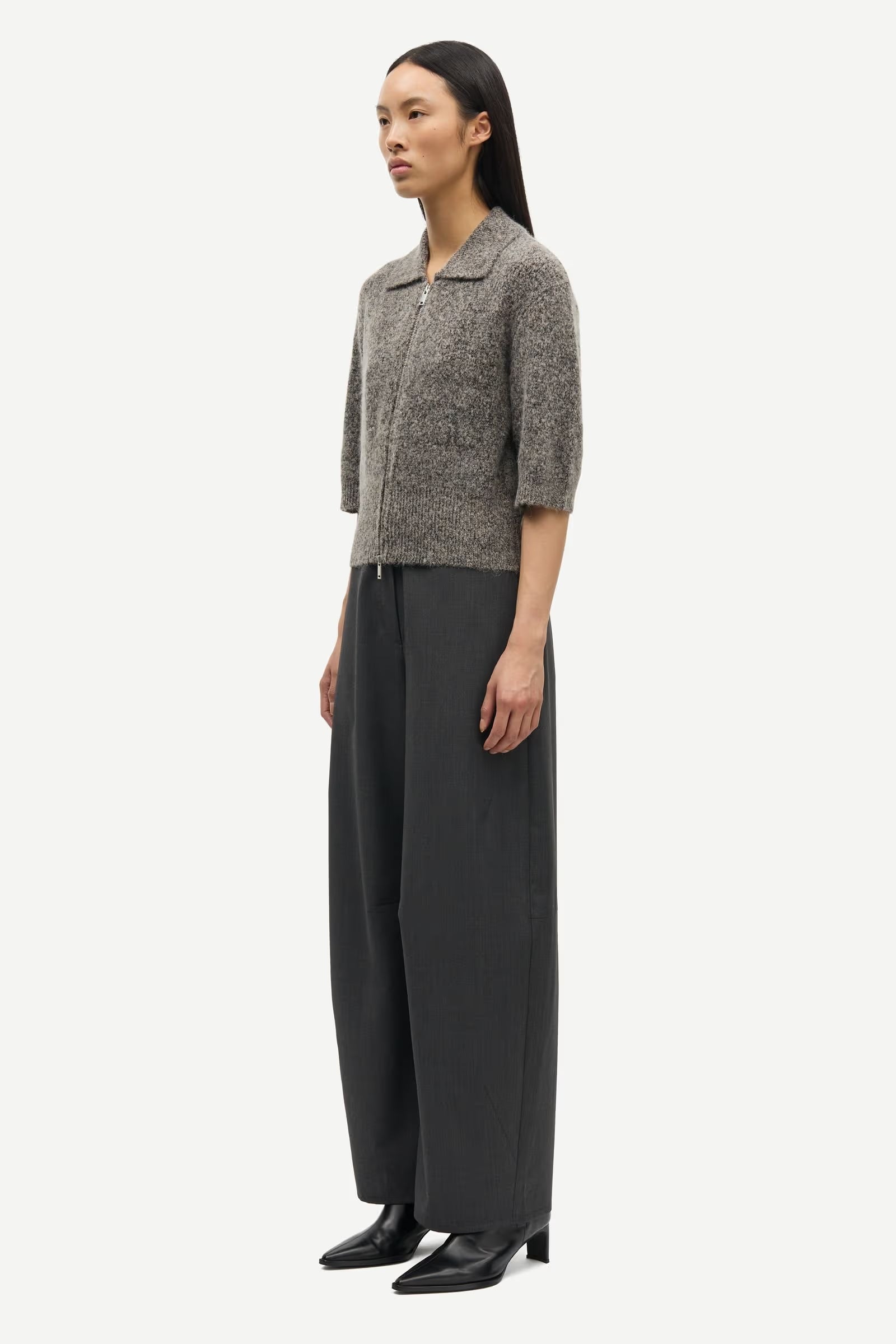 SAMSOE SAROKO TROUSERS DARK GREY MELEE - S. LABELS