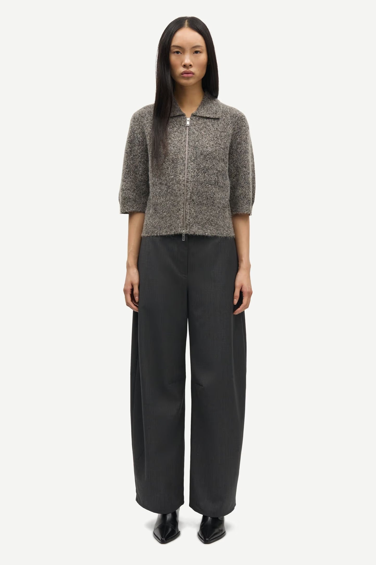 SAMSOE SAROKO TROUSERS DARK GREY MELEE - S. LABELS