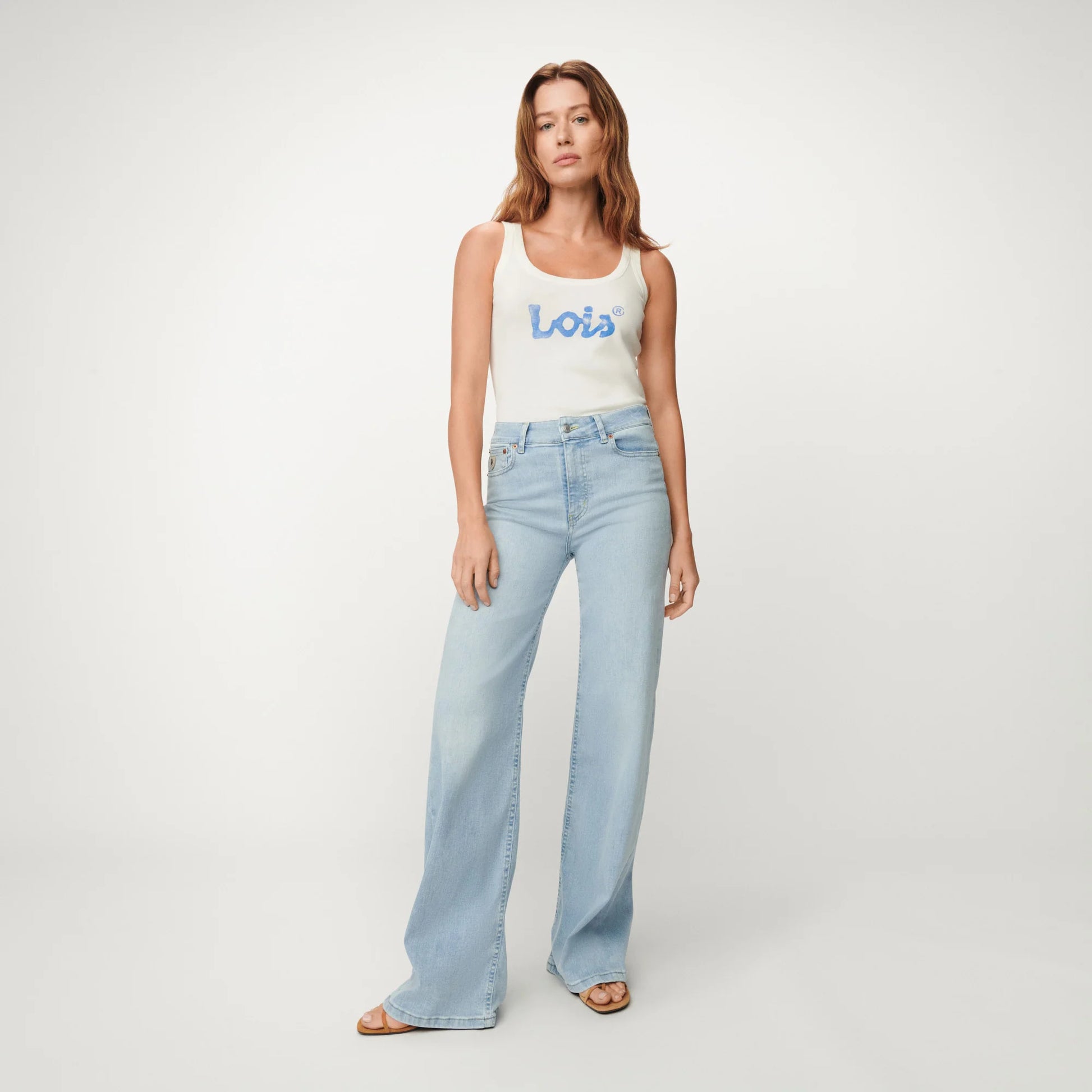 LOIS PALAZZO WIDE FLARE JEANS BLEACH - S. LABELS