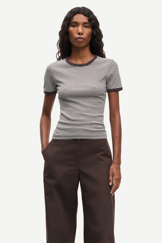 SAMSOE SALINAS TSHIRT BRUIN/WIT